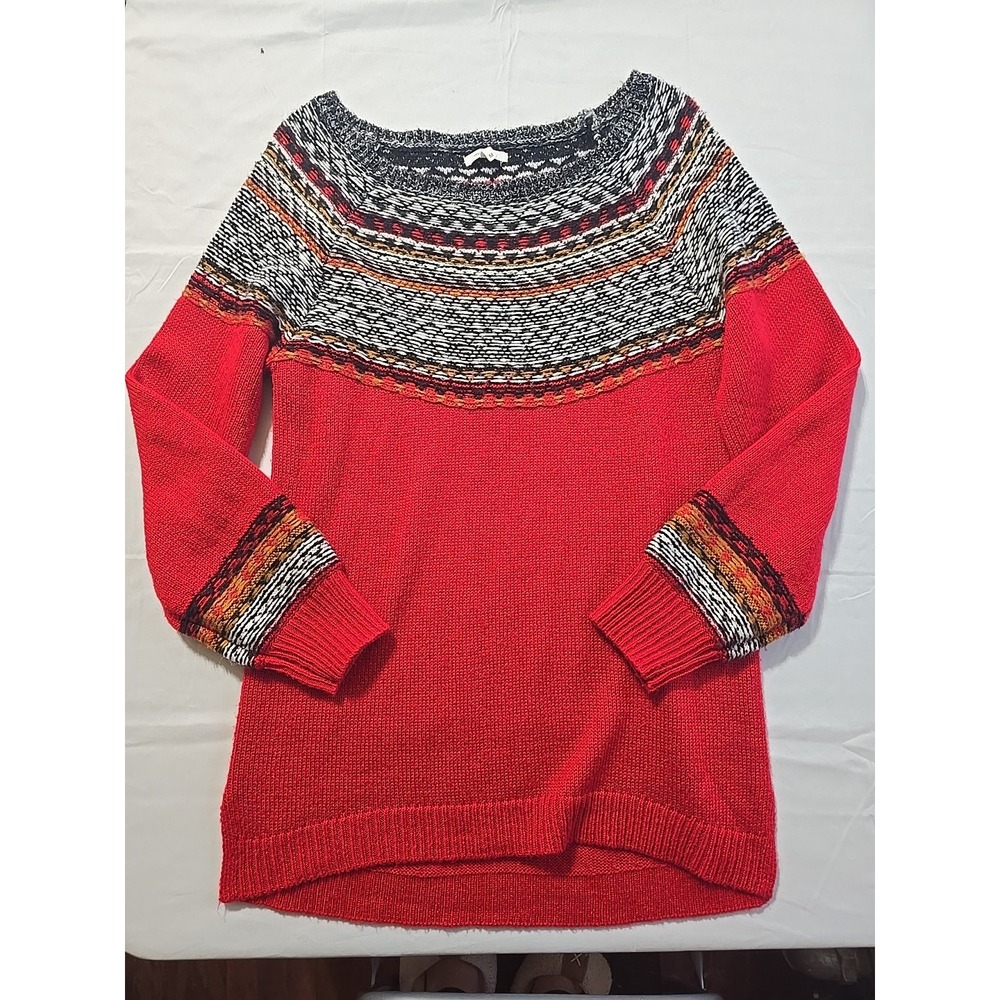 Maurice's Women's Sweater Red Medium Long Sleeve Striped Sweater